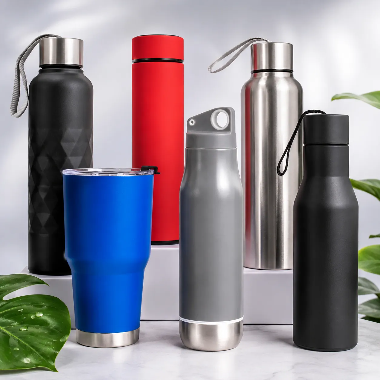 Spotlight de termos y botellas promocionales con diferentes modelos y acabados.